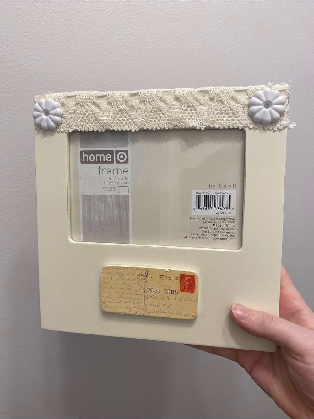 Target Cream Lace Photo Frame with Floral Buttons